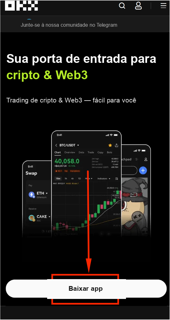Download OKX app from App Store or Google Play