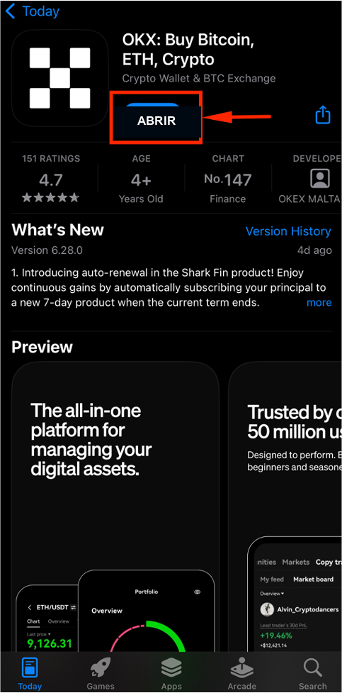 Tap Exchange in OKX app