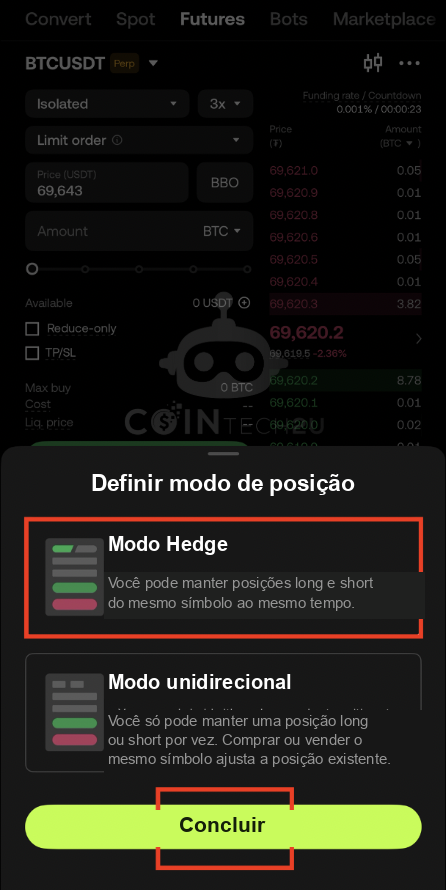 Enable Hedge mode in OKX and tap Done