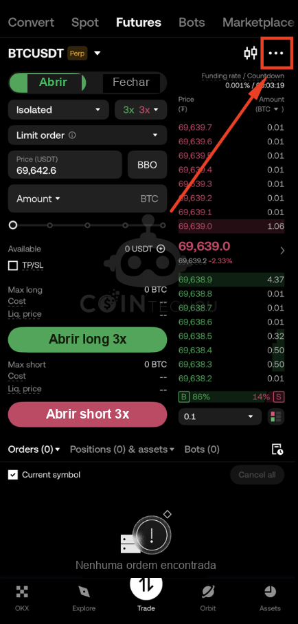 Tap three-dot menu icon in OKX