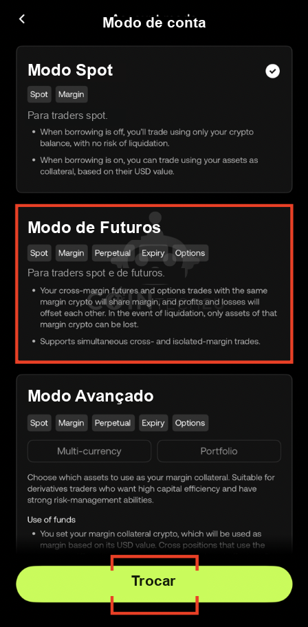 Switch to Futures mode in OKX