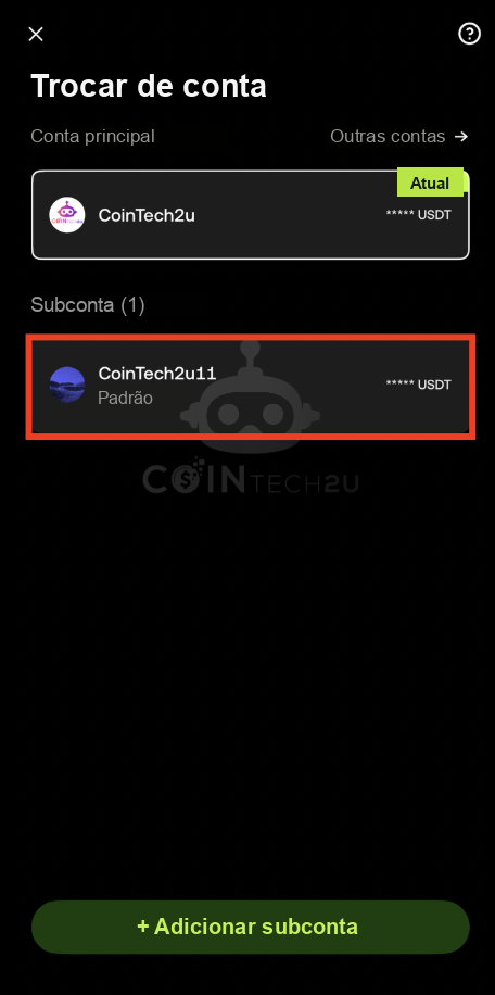 Switch to OKX sub-account