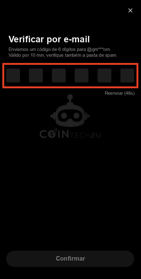 Enter email verification code for OKX sub-account