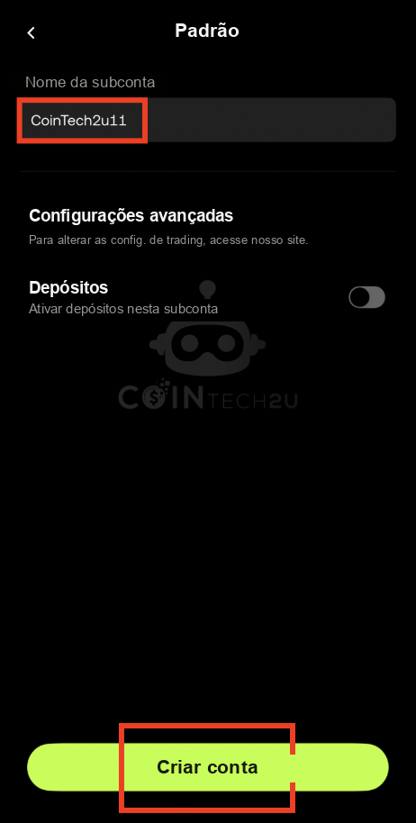 Enter sub-account name in OKX
