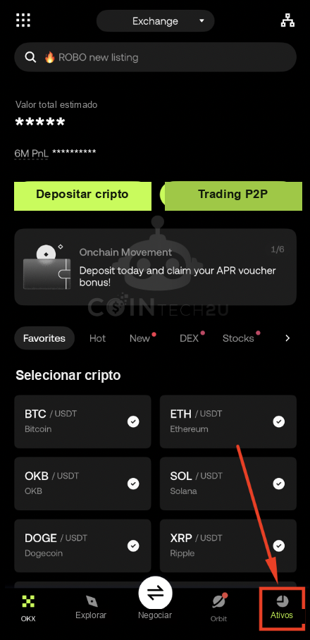 Tap Assets in OKX main account