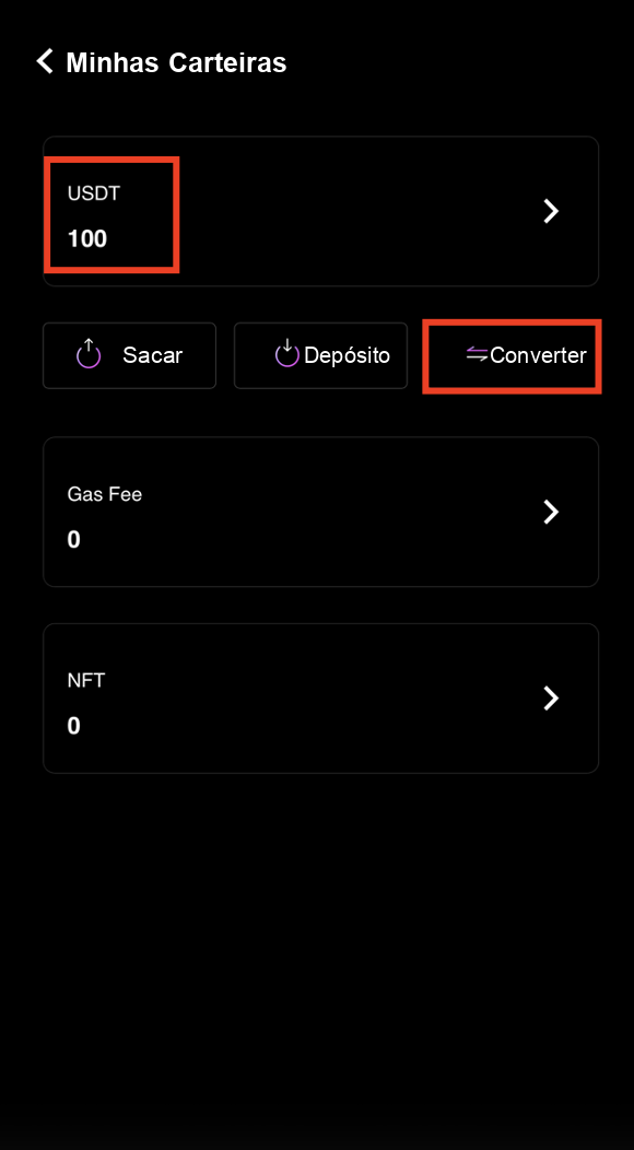 Tap Convert after receiving USDT in CoinTech2u