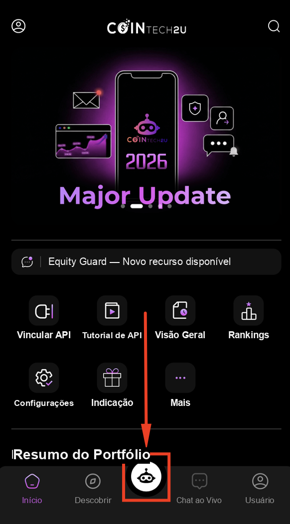 Tap CoinTech2u logo to access trading
