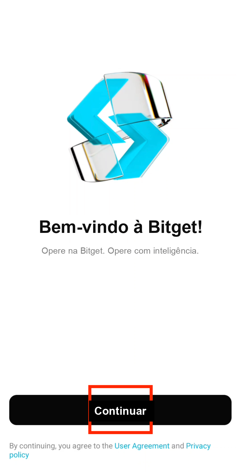 Bitget registration screenshot Step 6: open Bitget app and tap Continue