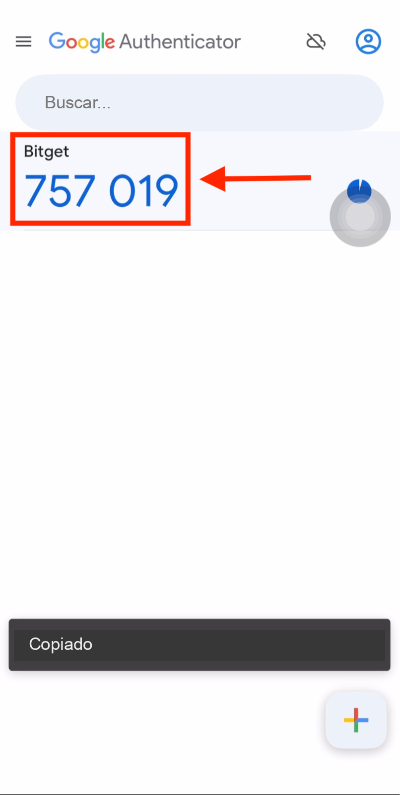 Copy 6-digit verification code from Google Authenticator
