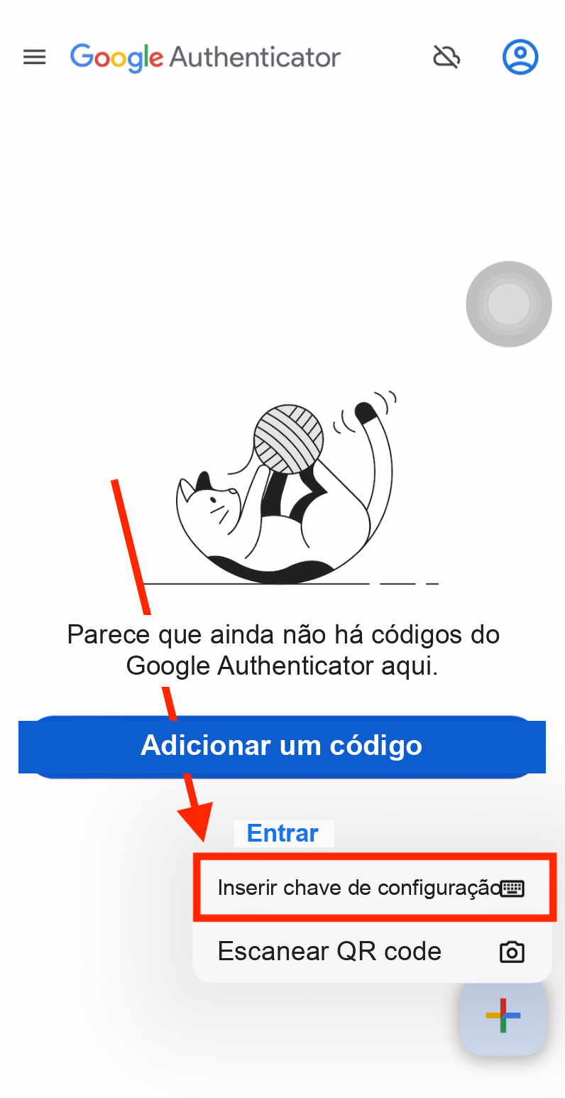 Select Enter a setup key in Google Authenticator