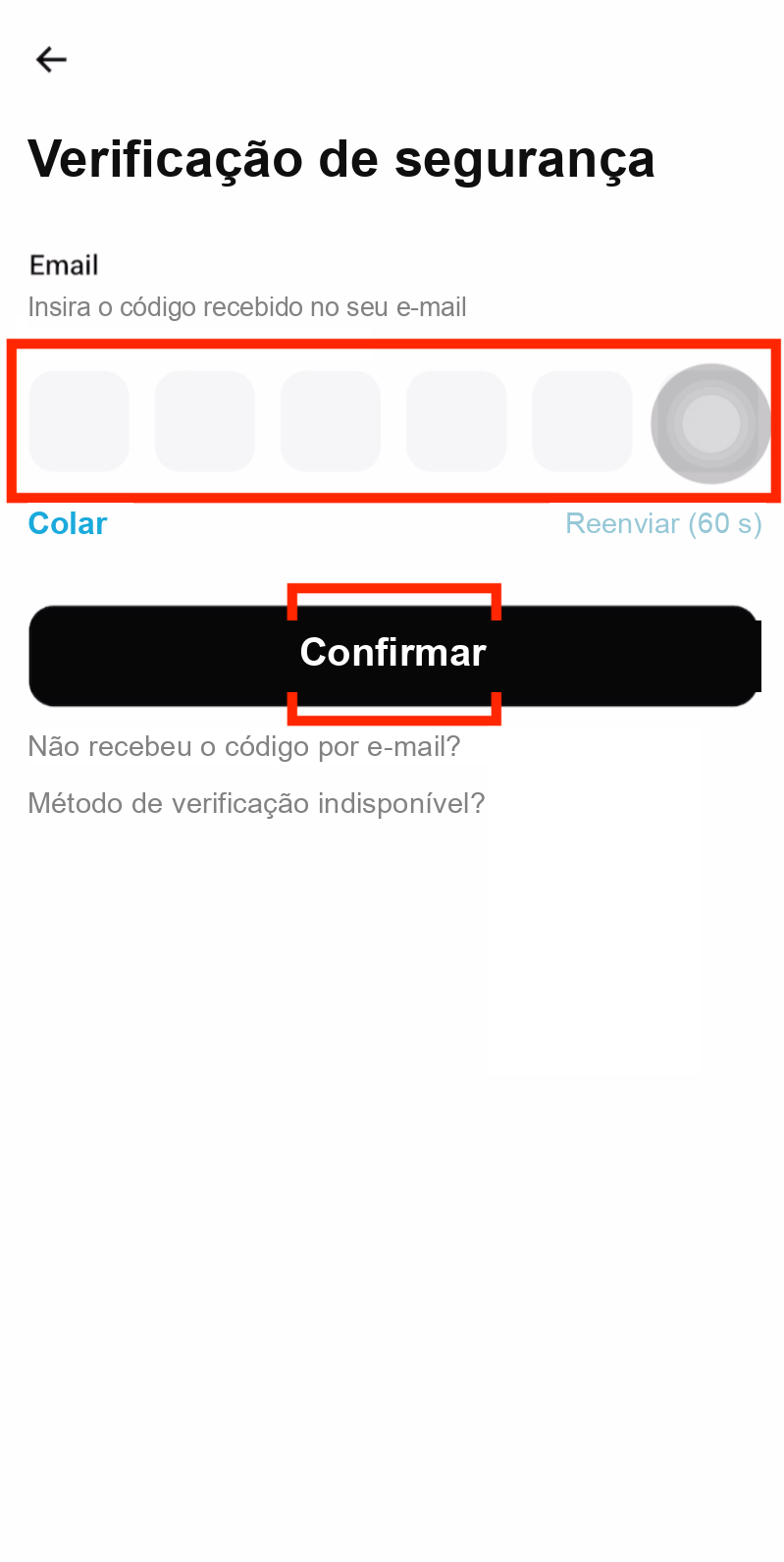 Enter email verification code on Bitget 2FA setup