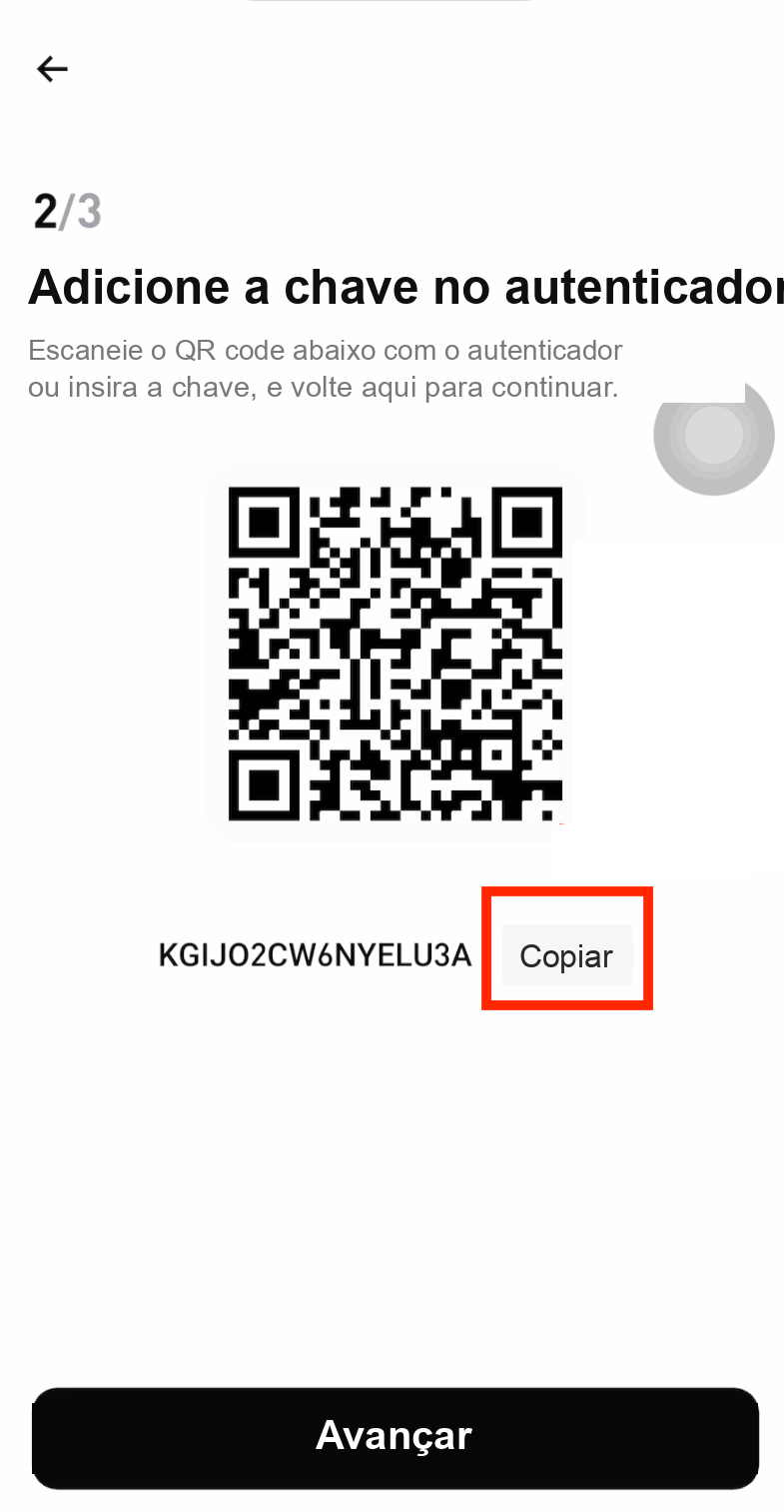 Copy secret key for Google Authenticator backup