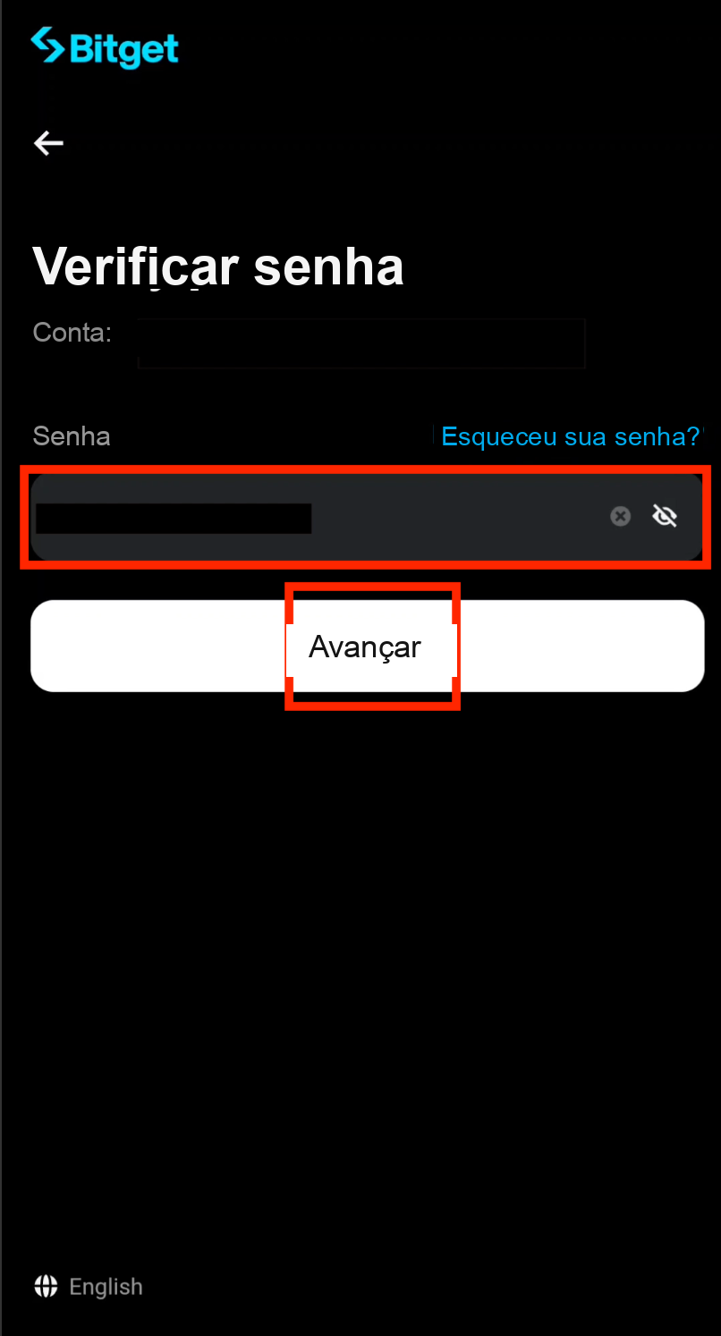 Enter Bitget account password
