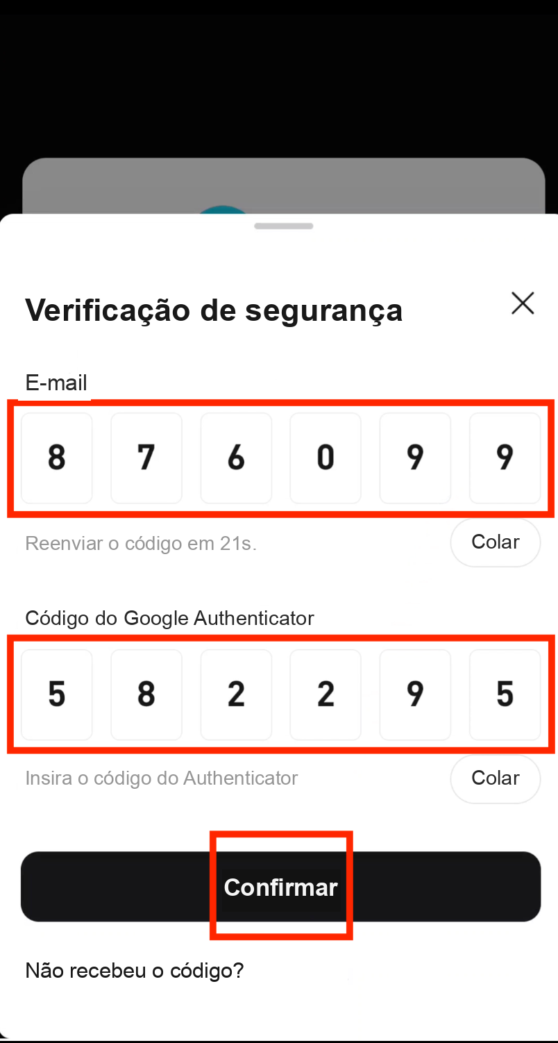 Enter email and Google Authenticator verification codes