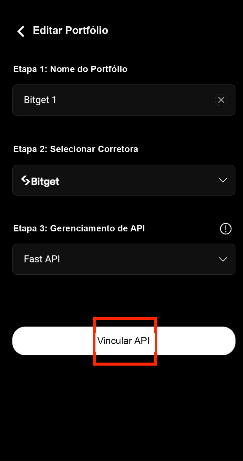 Tap Bind API to start Fast API connection