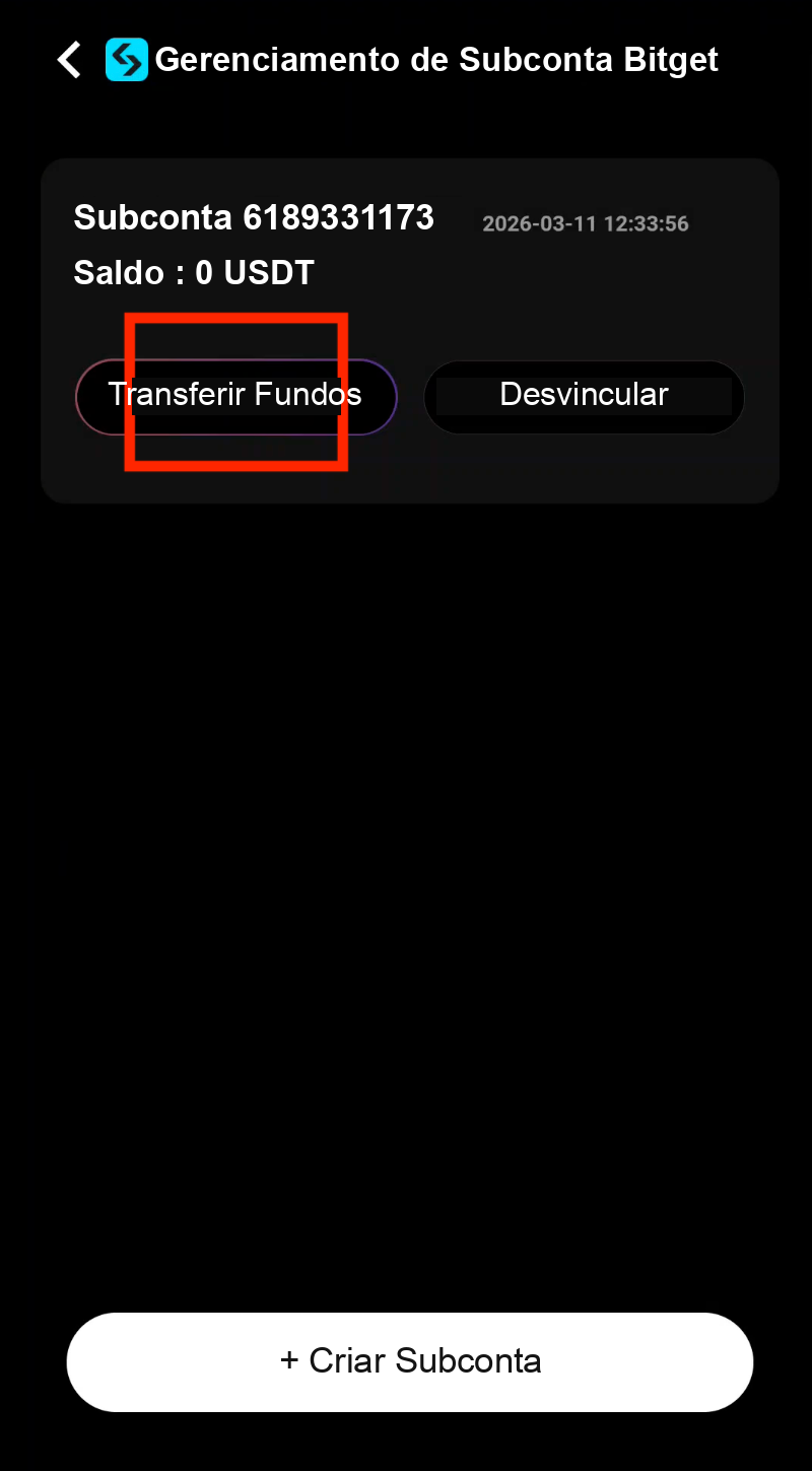 Toque no botão Transferir Fundos