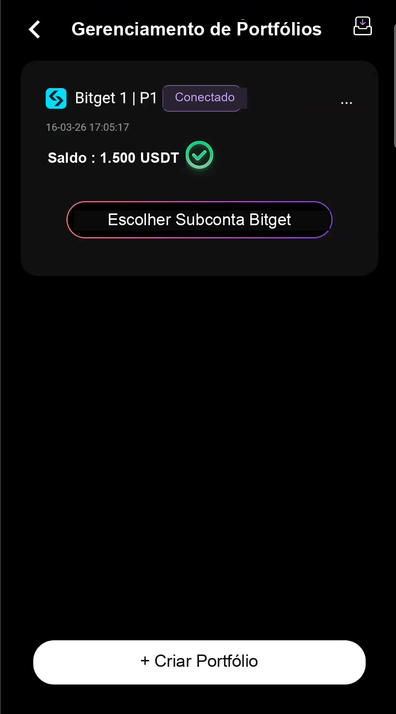 Fundos transferidos com sucesso para a subconta Bitget