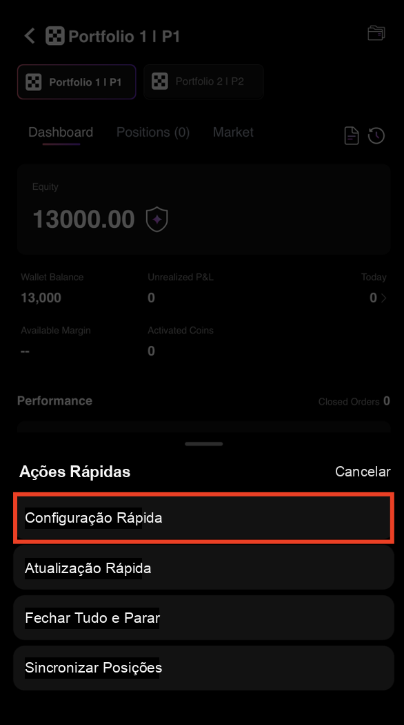 Toque em Configuração Rápida para iniciar a configuração por IA