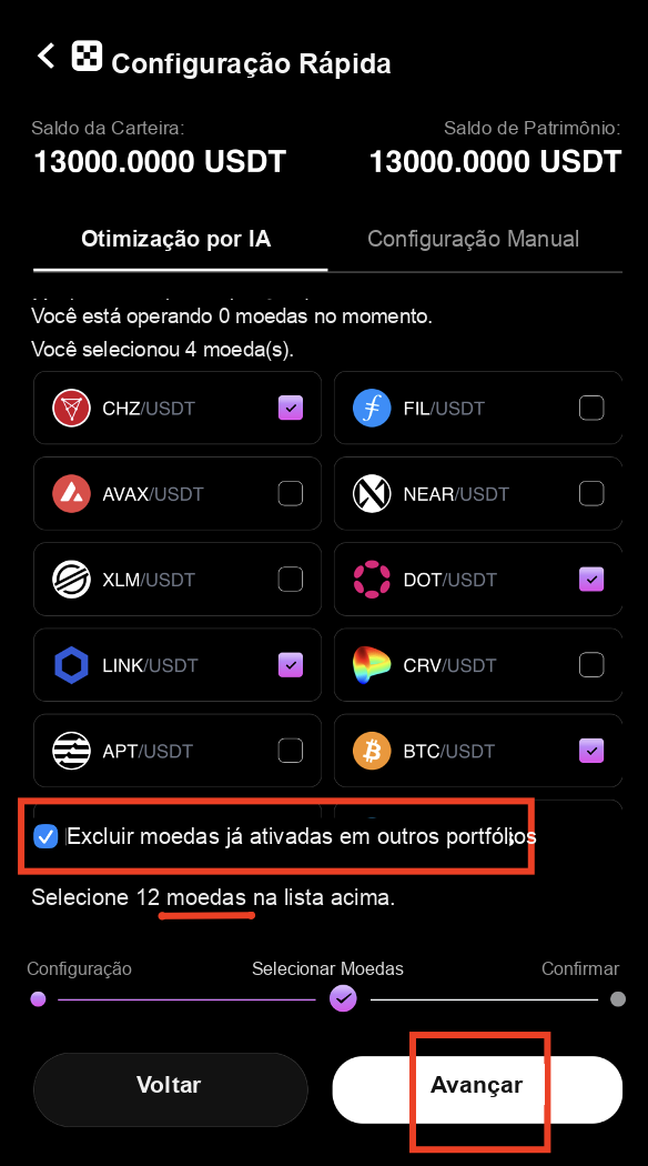 Selecione as moedas de trading com otimização por IA