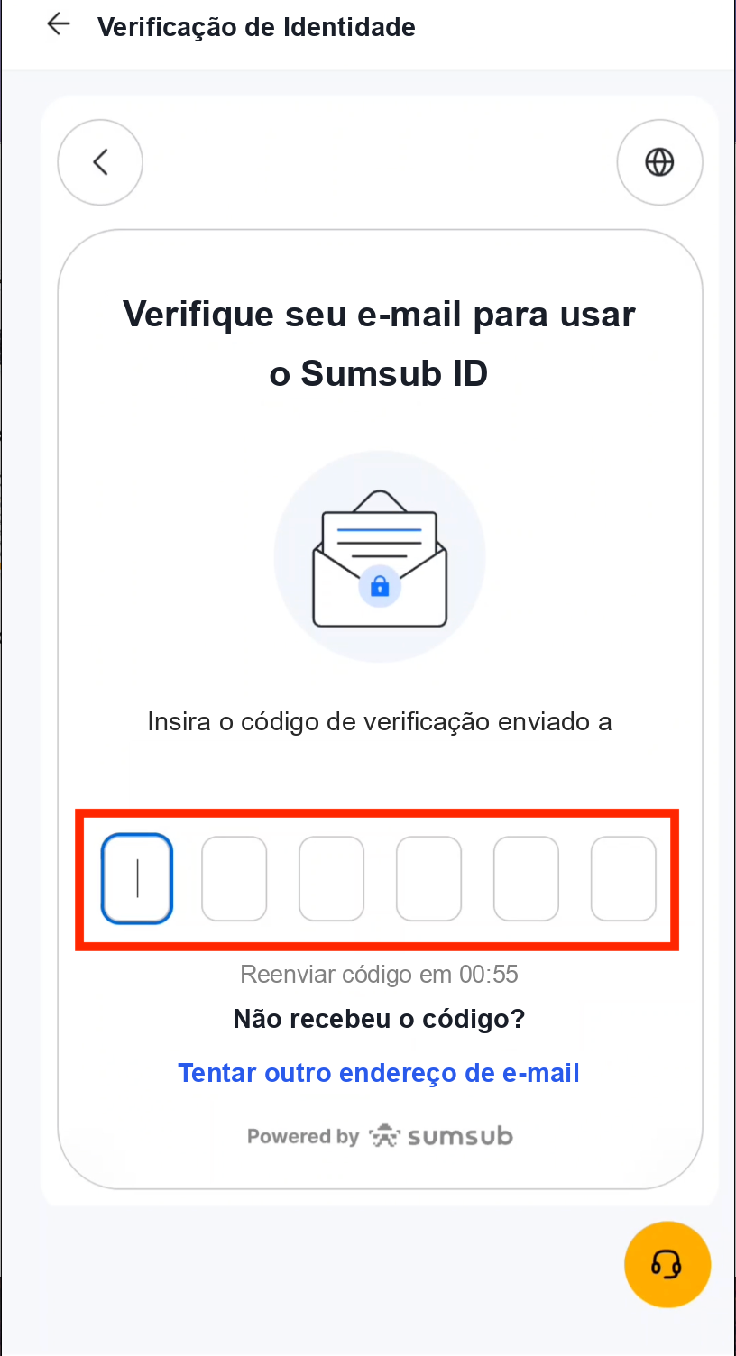 Inserir o código de verificação de e-mail durante o KYC da Bybit