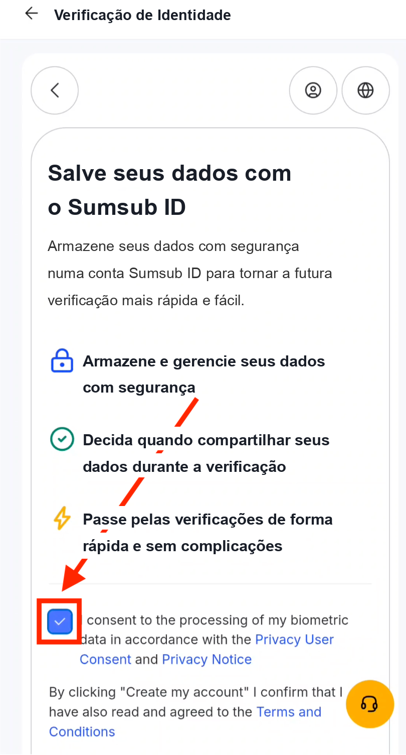 Aceitar os termos de verificação da Bybit