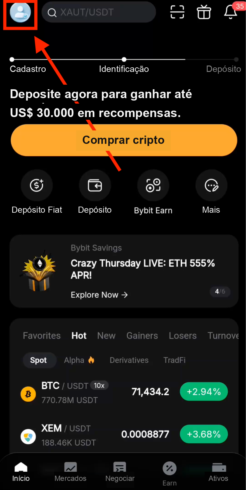 Ícone de perfil da Bybit