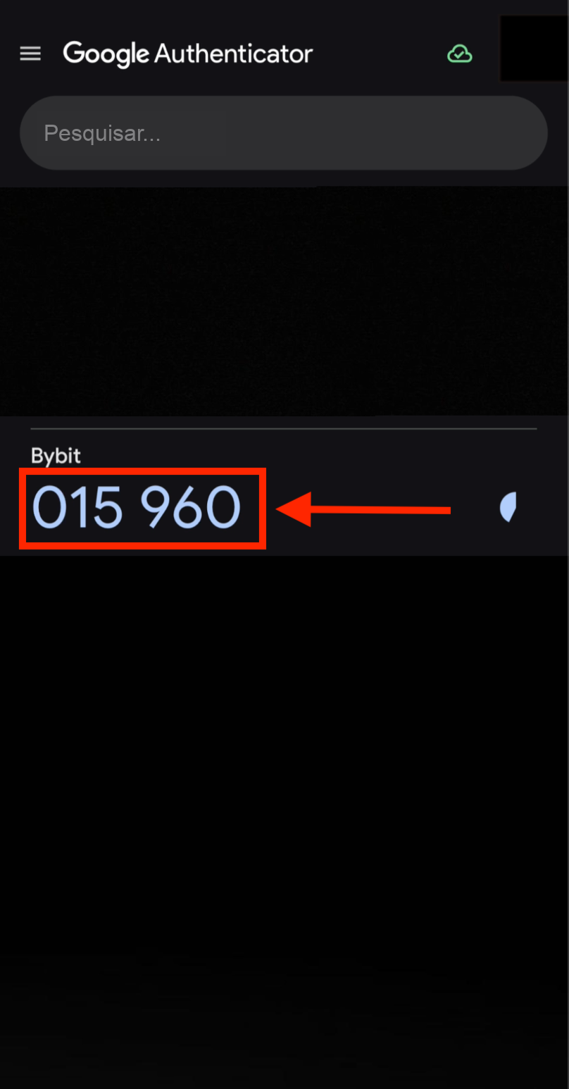 Copiar o código do Google Authenticator para a Bybit
