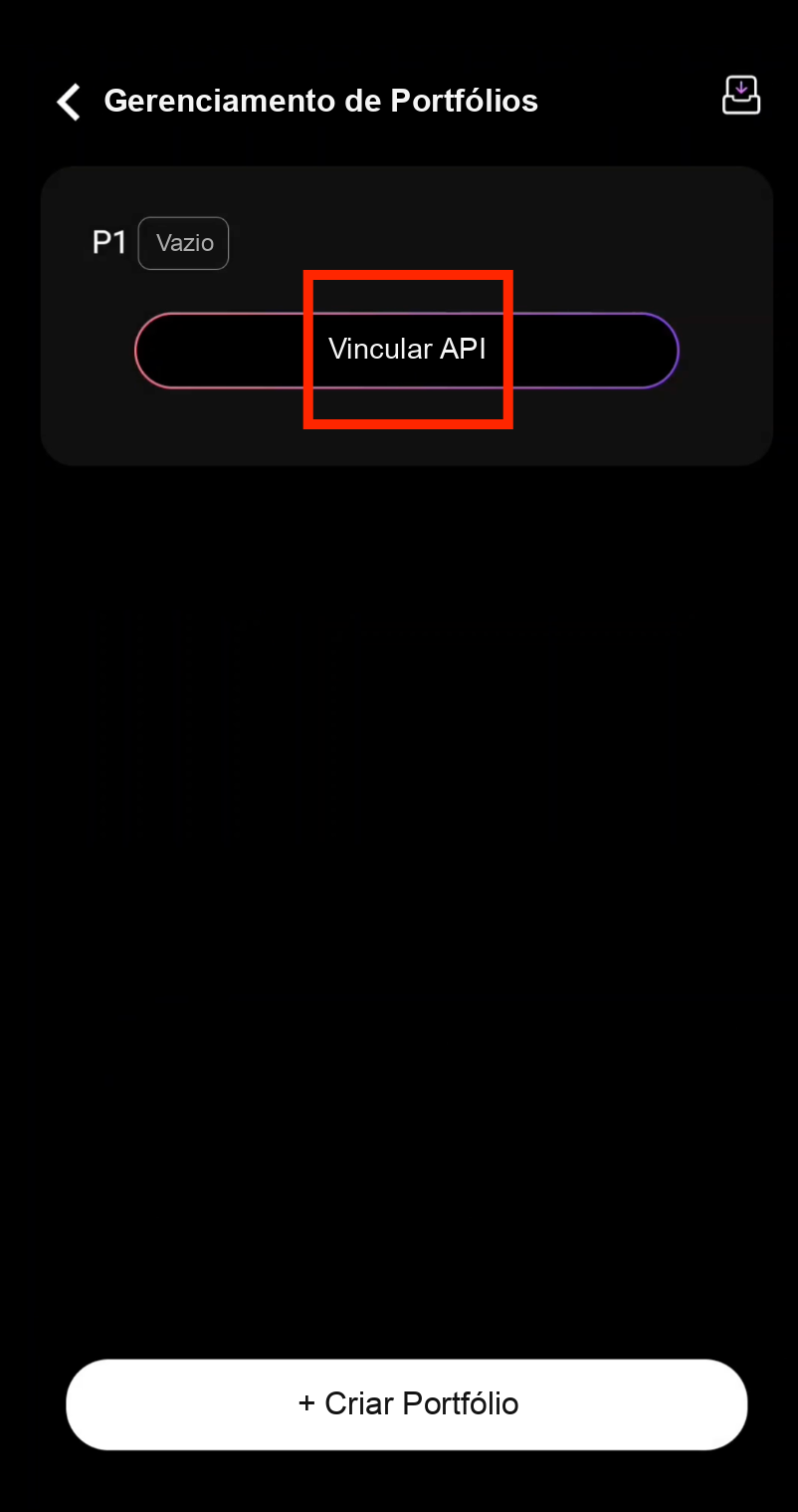 Botão Vincular API no CoinTech2u