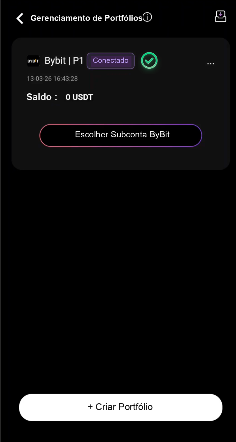 Subconta Bybit conectada com sucesso