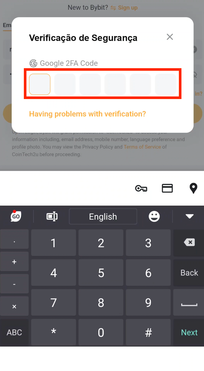 Verificação com Google Authenticator para a API da Bybit