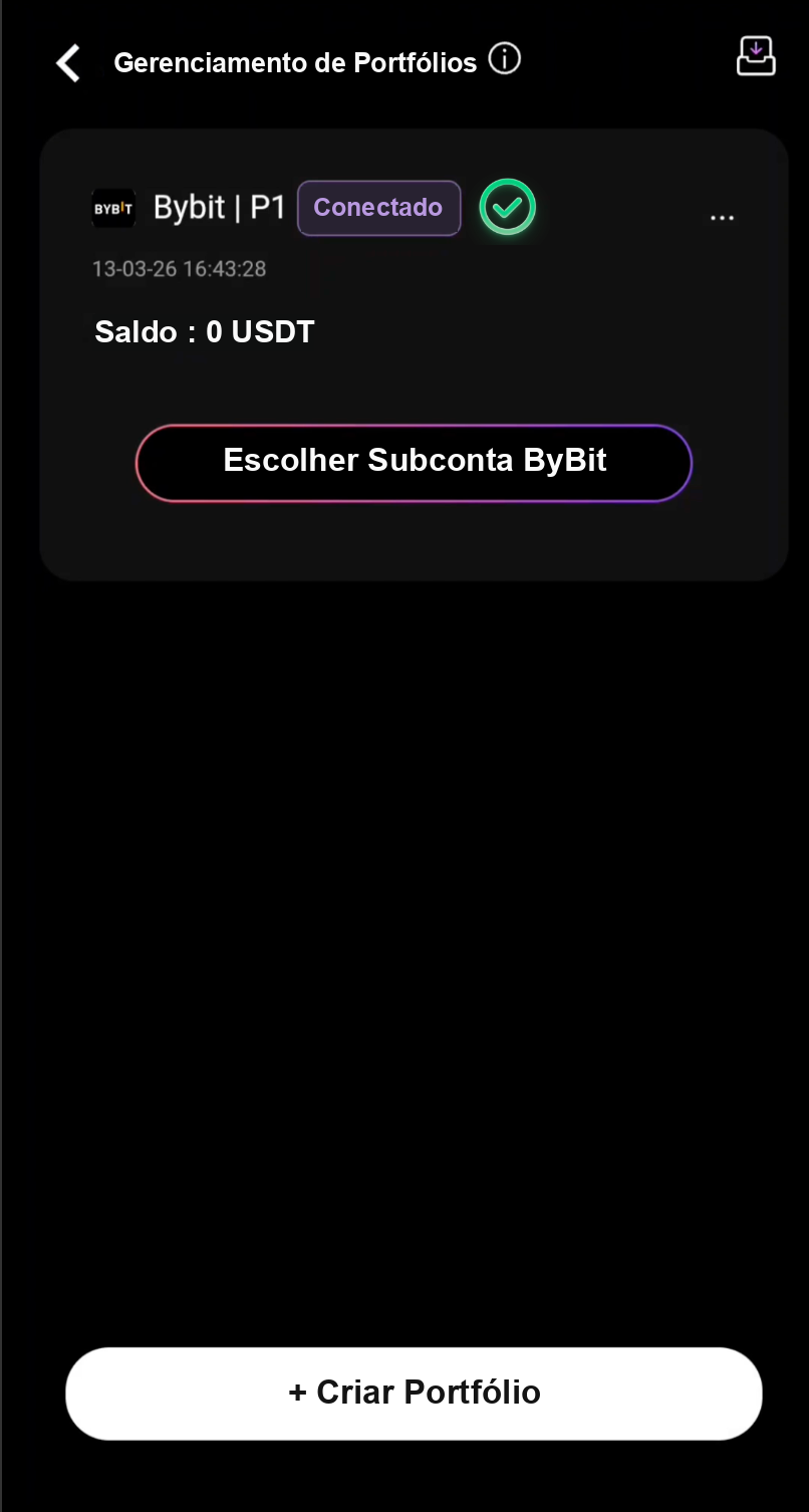 Subconta Bybit conectada com sucesso