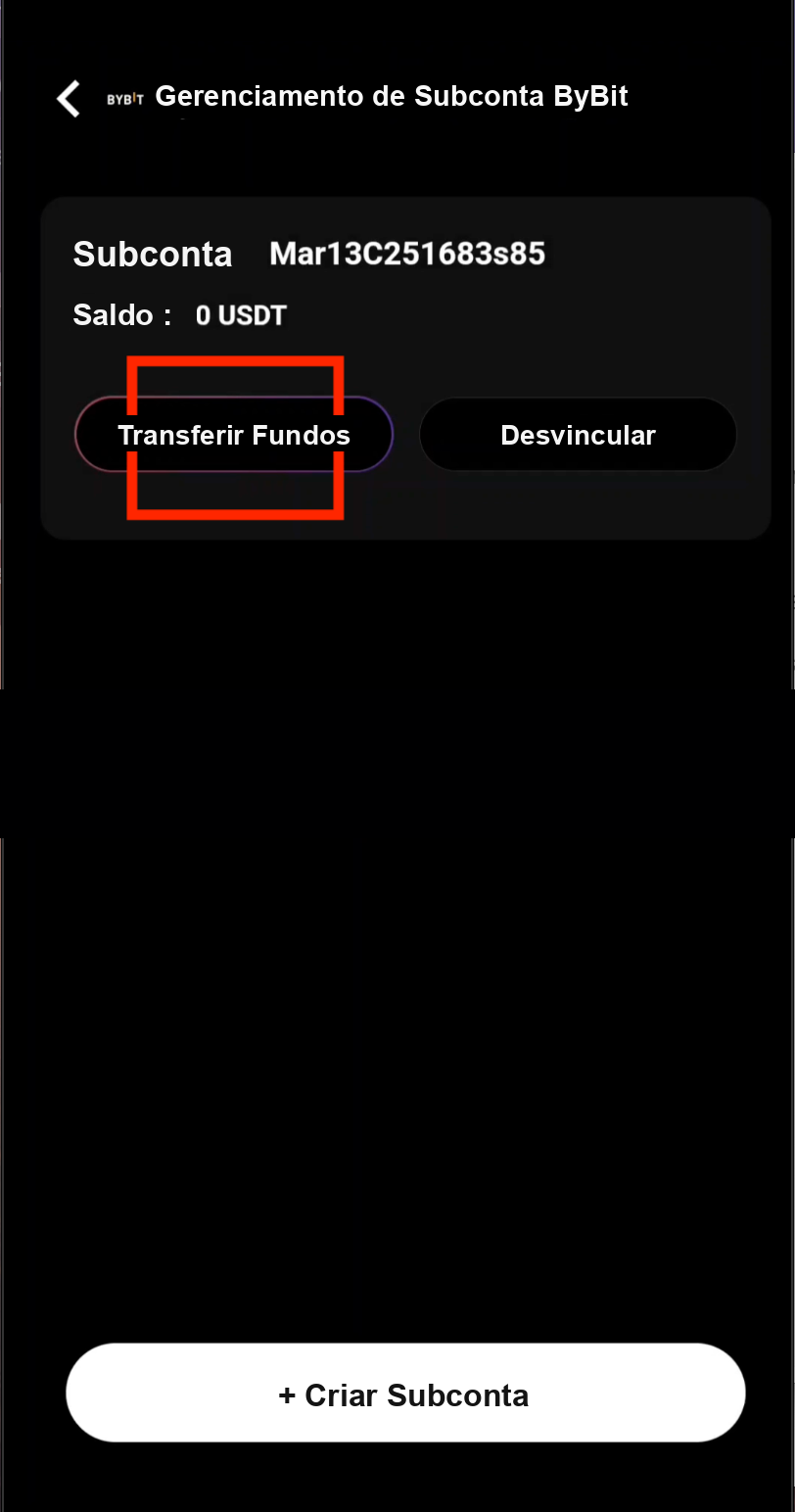 Botão Transferir Fundos na CoinTech2u