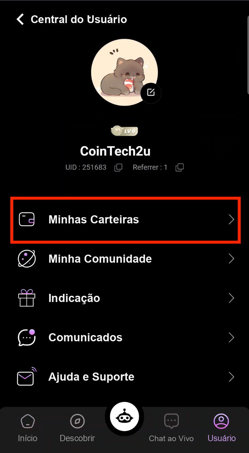 Minhas Carteiras no CoinTech2u