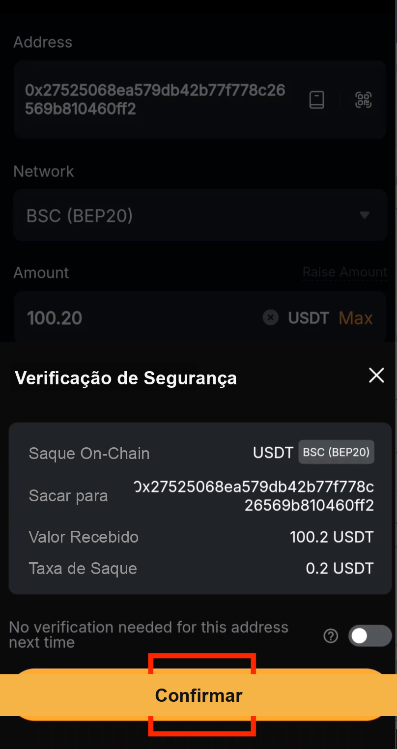 Verificar os detalhes do saque na Bybit