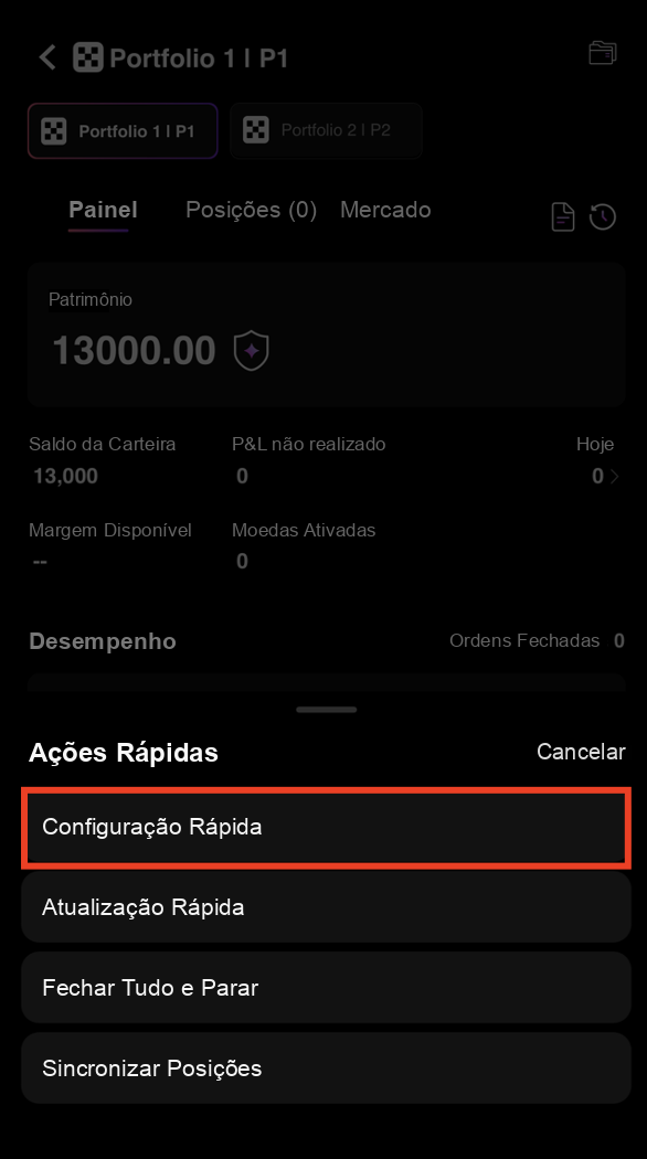 Opção de Configuração Rápida na CoinTech2u