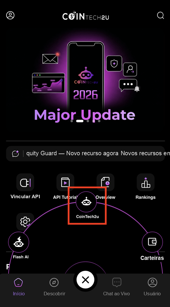 Entrar na interface de operações da CoinTech2u