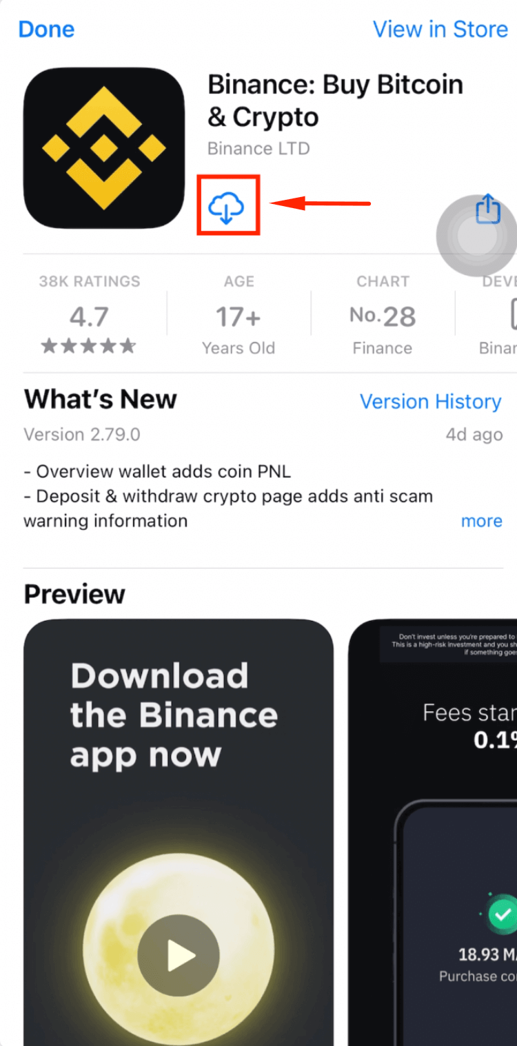 Opção verificar com o app da Binance