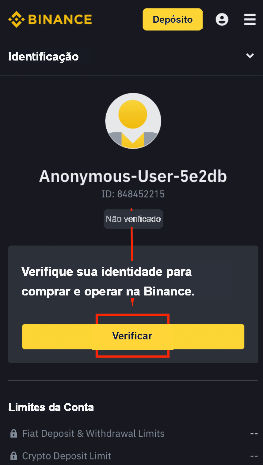 Iniciar a verificação de identidade KYC da Binance