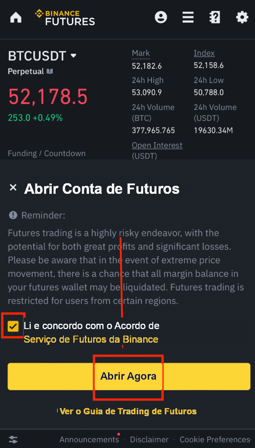 Abrir conta de futuros na Binance