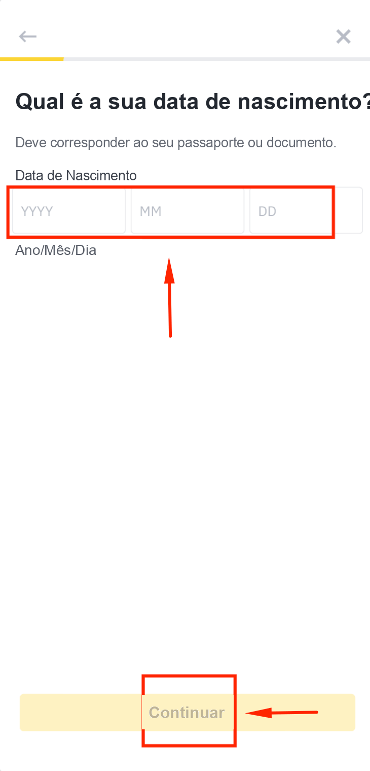 Selecionar a nacionalidade para o KYC da Binance