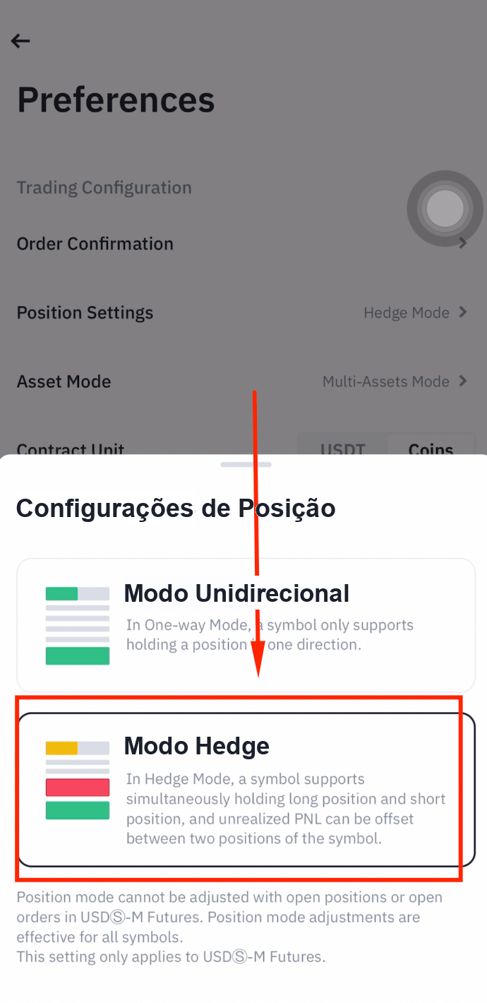 Ativar o Modo Hedge nos futuros da Binance