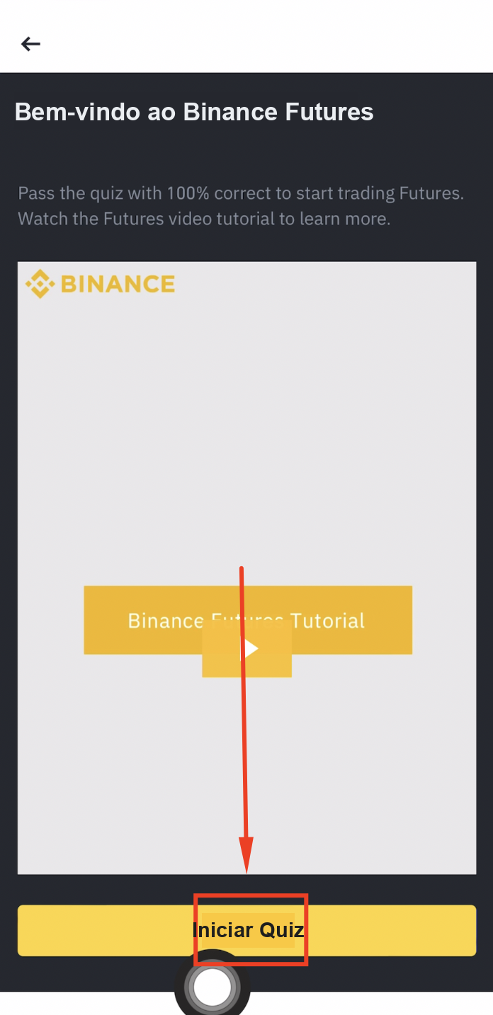 Perguntas do quiz de futuros da Binance