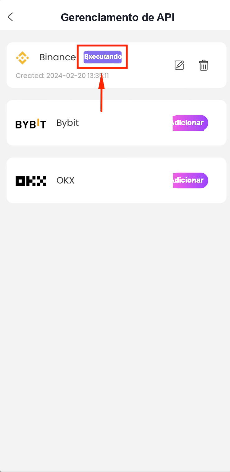 API do CoinTech2u vinculada com sucesso exibindo Executando