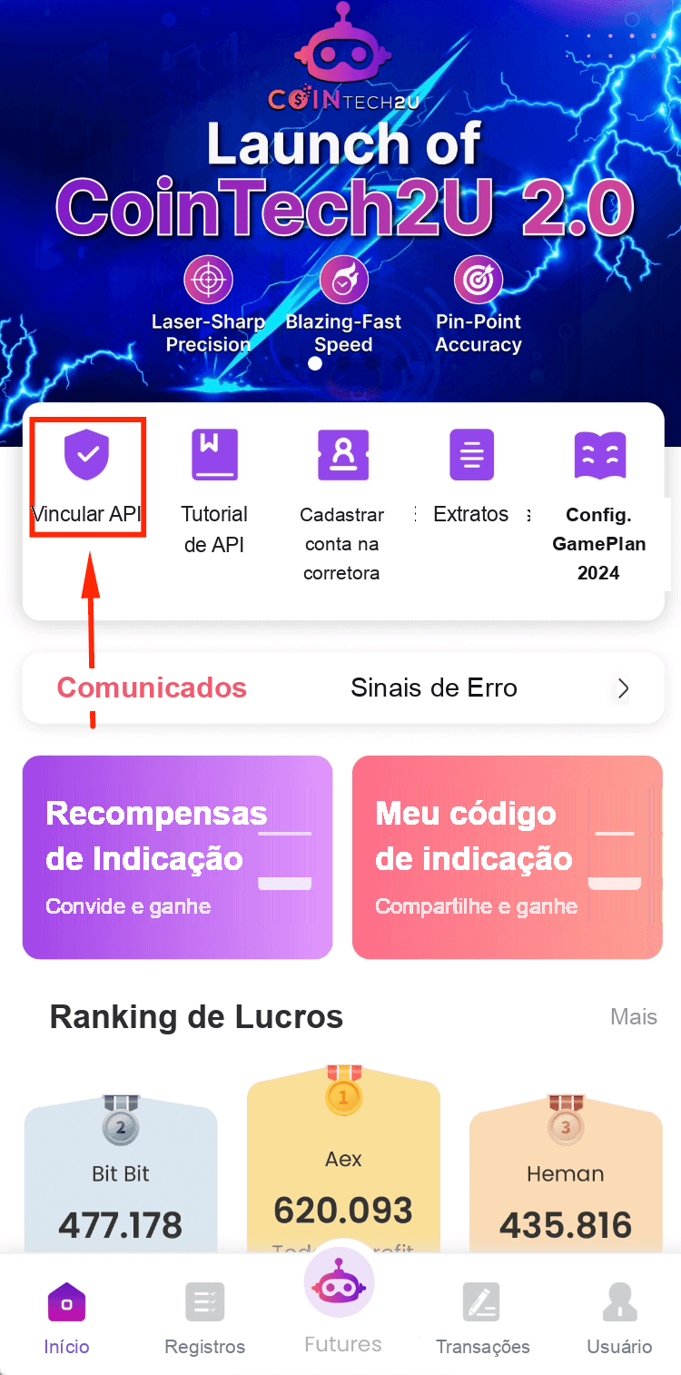 Vincular API no CoinTech2u para a subconta