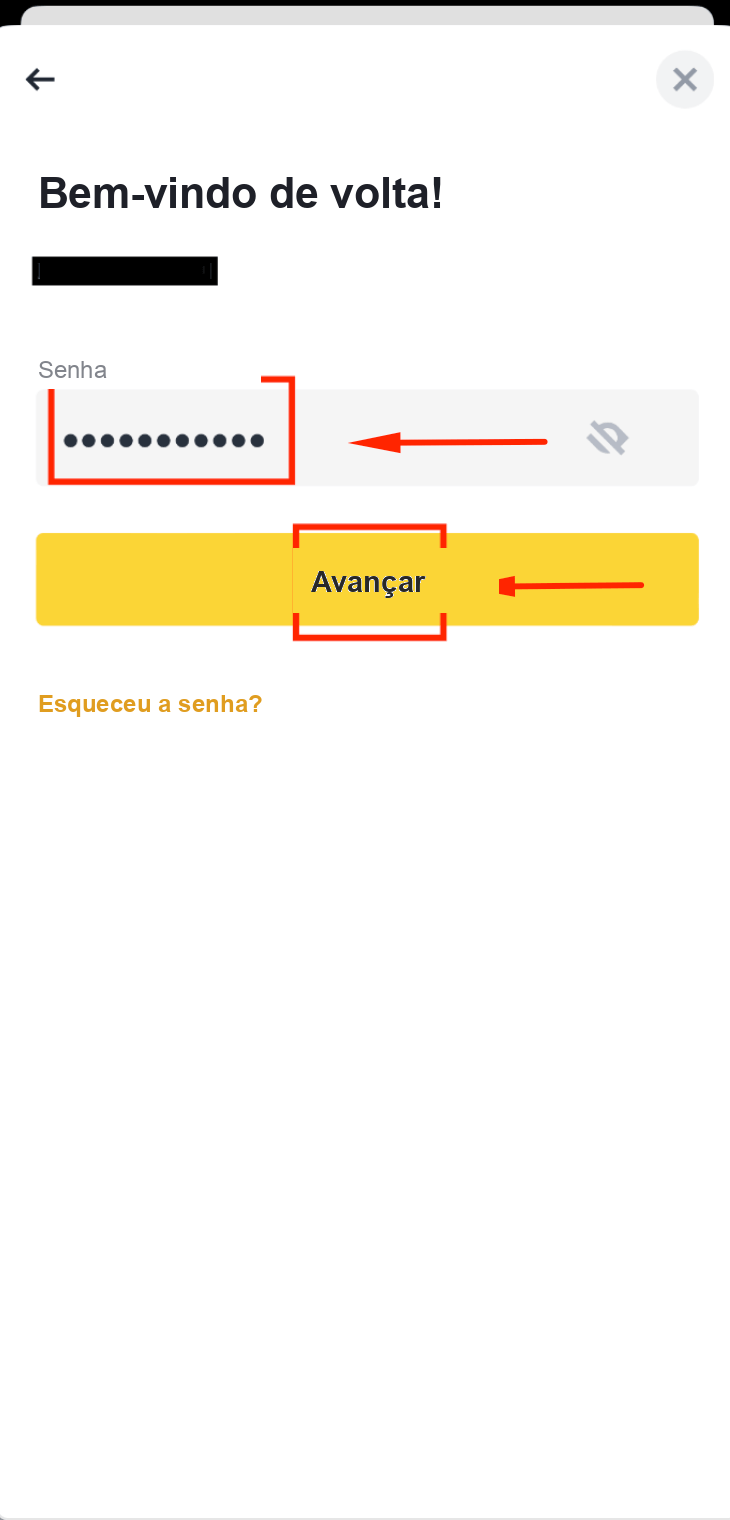 Informar a senha da subconta na Binance