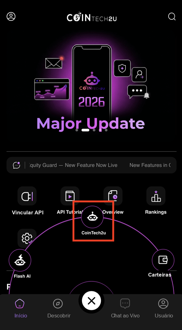 Selecionar CoinTech2u no menu